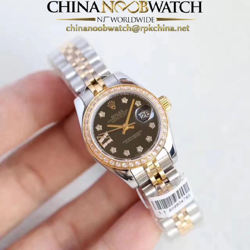 Replica Rolex Lady Datejust 28 279383RBR 28MM N Stainless Steel & Yellow Gold Black Dial Swiss 2671