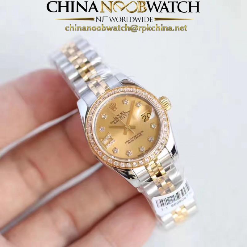 Replica Rolex Lady Datejust 28 279383RBR 28MM N Stainless Steel & Yellow Gold Champagne Dial Swiss 2671