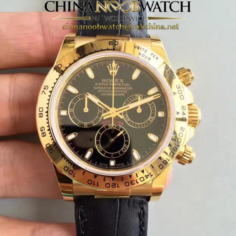 Replica Rolex Daytona Cosmograph 116518 JH Yellow Gold Black Dial Swiss 4130 Run 6@SEC