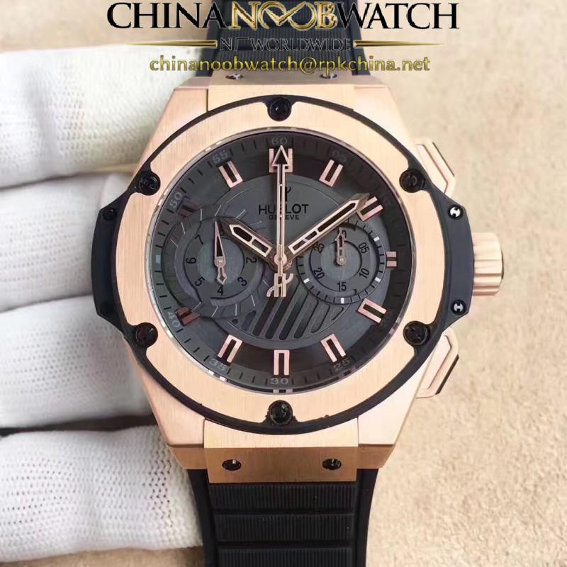 Replica Hublot Big Bang King Power Foudroyante Gold 715.PX.1128.RX HBB V6 Rose Gold Black Dial Swiss 7750